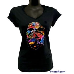 Black Floral Messy Bun Tee